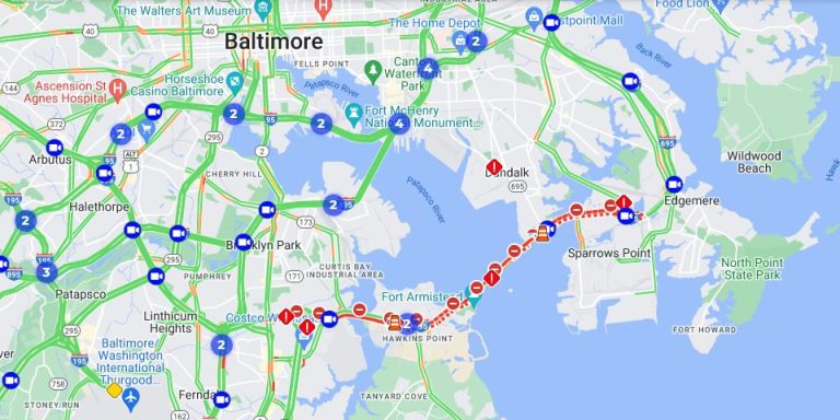 Detours in Place Following Collapse of I-695 Bridge Over Patapsco River ...